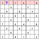 Sudoku grid showing which row column and region to fill in